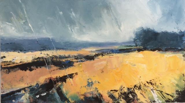 Yellow Field Grey Day by Stephen Foster